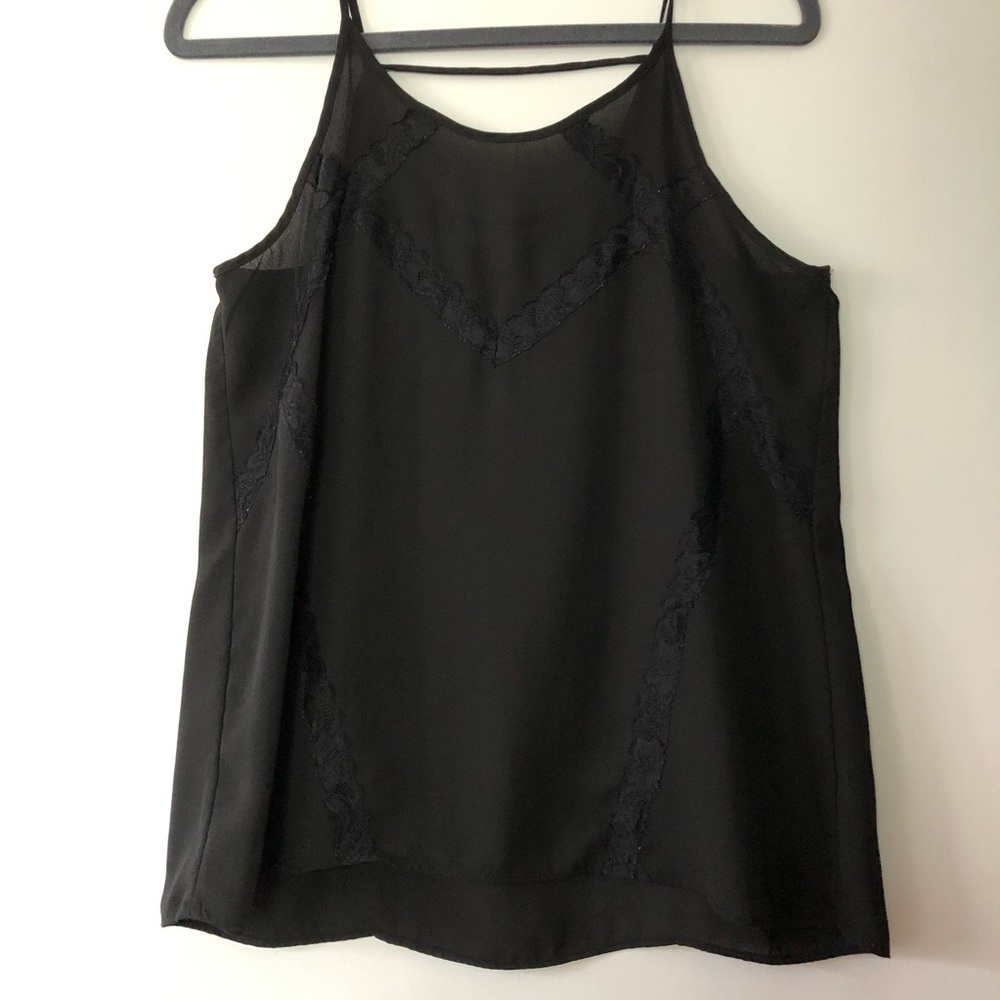 Charming Charlie Black Lace Trim Tank